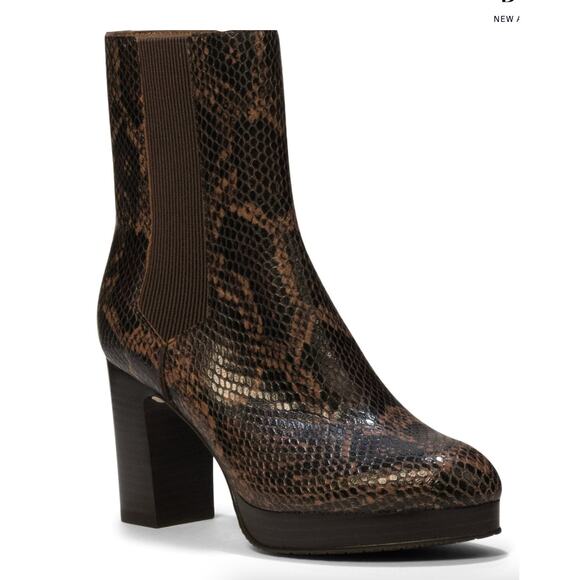 Donald Pliner ZELDA Python Snake Platform Heel Mid Boots | 8.5 Brown NEW $298 - Picture 3 of 7